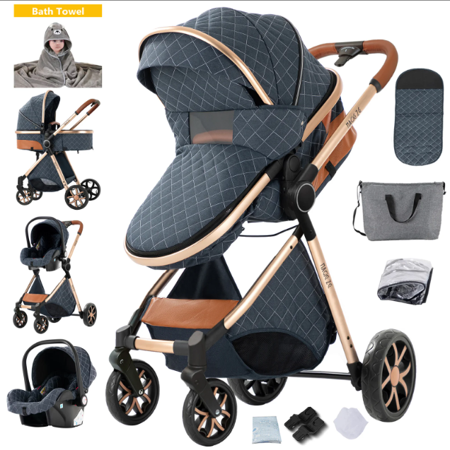 Cochecito Bebé 3 en 1 Sistema Viaje - Capazo Silla Coche Plegable Una Mano