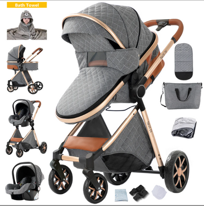 Cochecito Bebé 3 en 1 Sistema Viaje - Capazo Silla Coche Plegable Una Mano