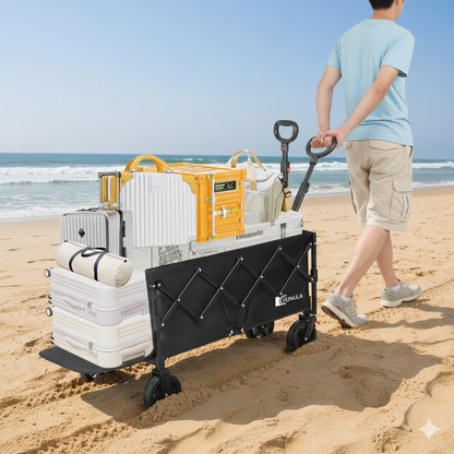 Carrito Plegable Jardín 260L Portón Trasero - Carro Playa Camping 132cm Expandible