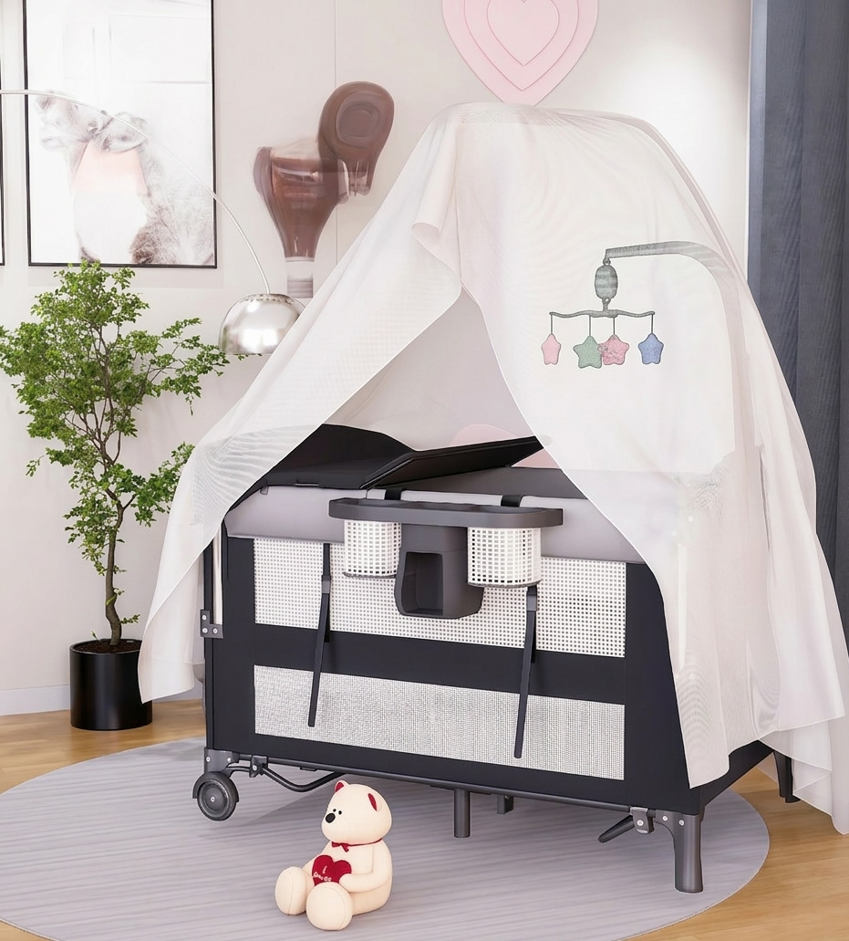 Cuna Bebé 5 en 1 Multifuncional Plegable - Cambiador Parque Colecho 65x120cm