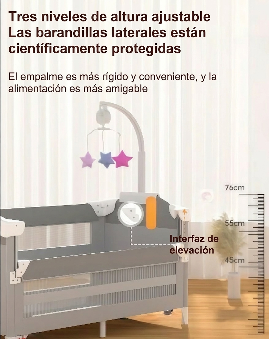 Cuna Bebé 5 en 1 Multifuncional Plegable - Cambiador Parque Colecho 65x120cm