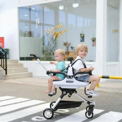 Cochecito Gemelar Ligero Plegable Sombrilla - Vista Alta 4 Ruedas Portátil Gemelos