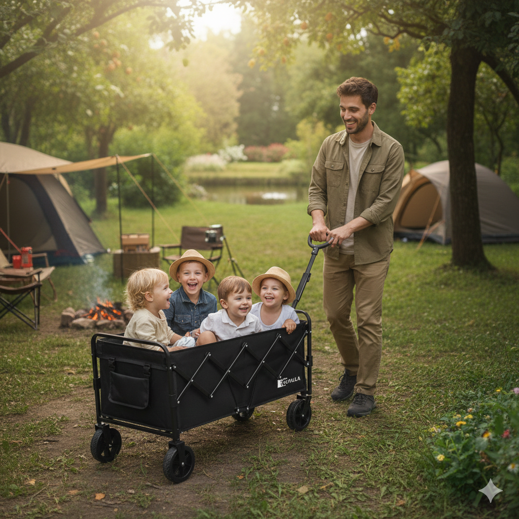 Carrito Plegable Jardín 260L Portón Trasero - Carro Playa Camping 132cm Expandible