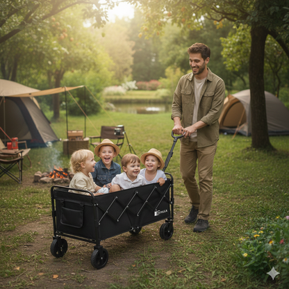Carrito Plegable Jardín 260L Portón Trasero - Carro Playa Camping 132cm Expandible