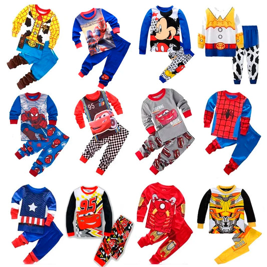 Pijama Spiderman Niños Algodón - Pijama Cartoon Primavera Otoño Conjunto Cómodo Niñas - Huellitas de Vida