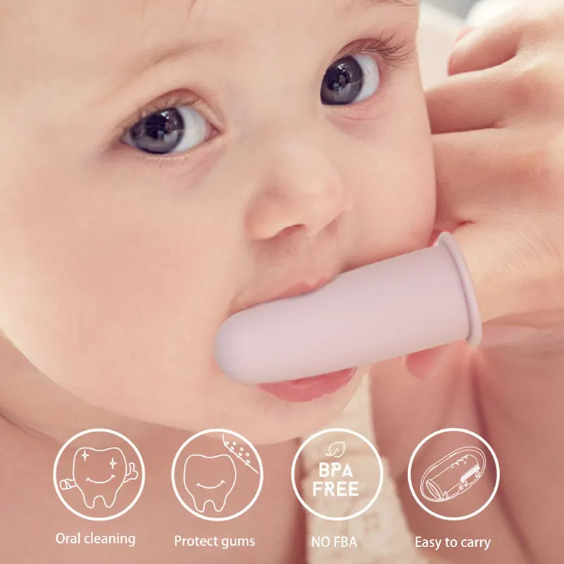Cepillo Dental Dedo Bebé - Higiene Oral Recién Nacido Limpieza Dientes Portátil Viaje - Huellitas de Vida