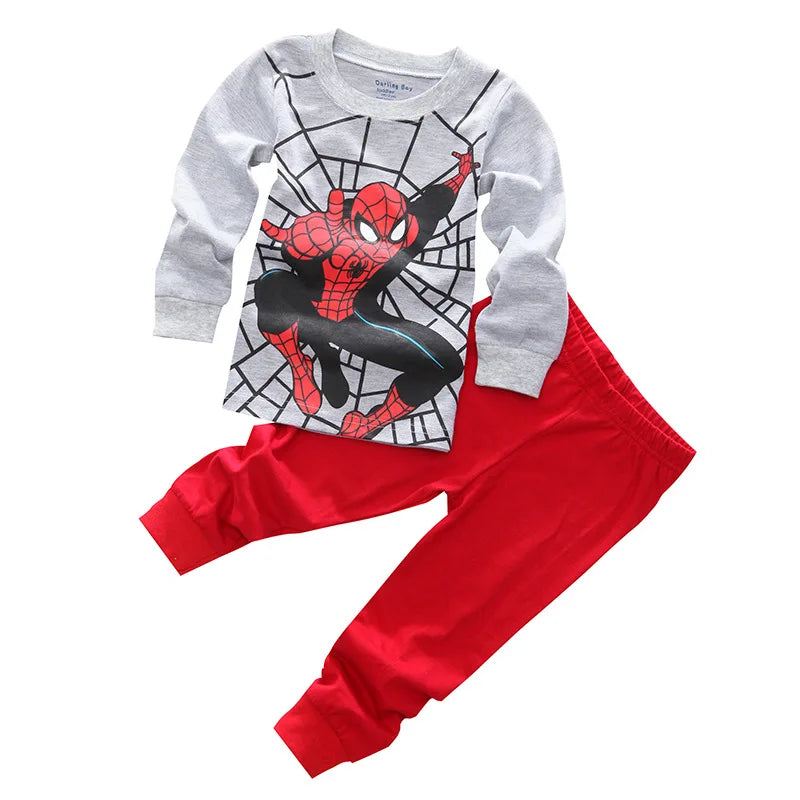 Pijama Spiderman Niños Algodón - Pijama Cartoon Primavera Otoño Conjunto Cómodo Niñas - Huellitas de Vida