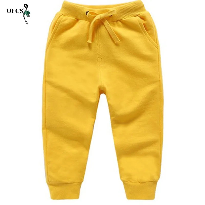 Pantalones Algodón Niños 2-10 Años - Deportivos Casuales Unisex Jogging Cómodos Amarillo - Huellitas de Vida