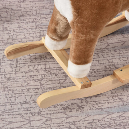 Caballo Balancín Niños 3-6 Años Música Boca Cola Móviles - Mecedora Madera 65x32.5x61cm