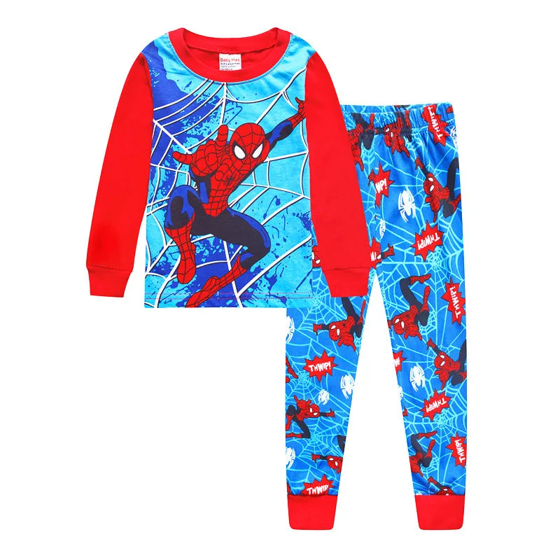Pijama Spiderman Niños Algodón - Pijama Cartoon Primavera Otoño Conjunto Cómodo Niñas - Huellitas de Vida