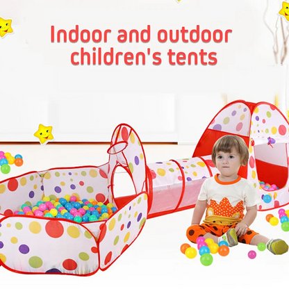 Tienda Campaña Niños 3 en 1 Túnel Piscina Bolas - Parque Juegos Plegable Interior Exterior