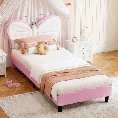 Cama Infantil Princesa 90x200 Acolchada Altura Ajustable - Cabecero Corona LED