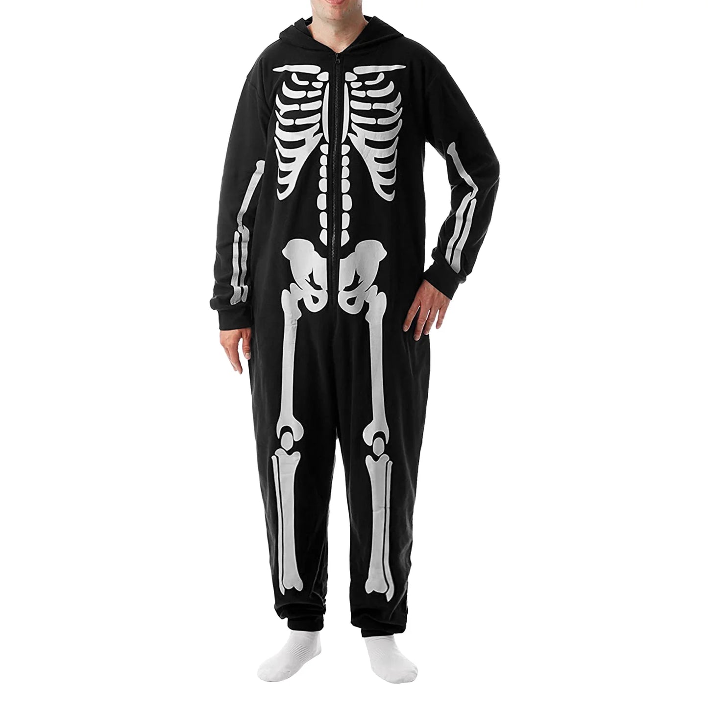 Pijama Esqueleto Familia Halloween - Mono Capucha Cremallera Padres Niños - Huellitas de Vida