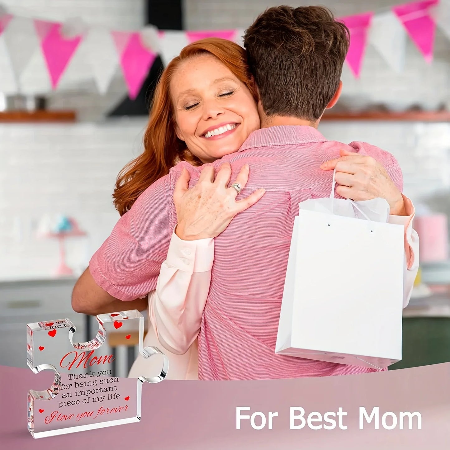 Bloque Acrílico Grabado Regalo Mamá - Puzzle Decorativo Personalizado Día de la Madre - Huellitas de Vida