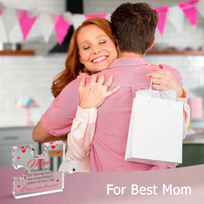 Bloque Acrílico Grabado Regalo Mamá - Puzzle Decorativo Personalizado Día de la Madre - Huellitas de Vida