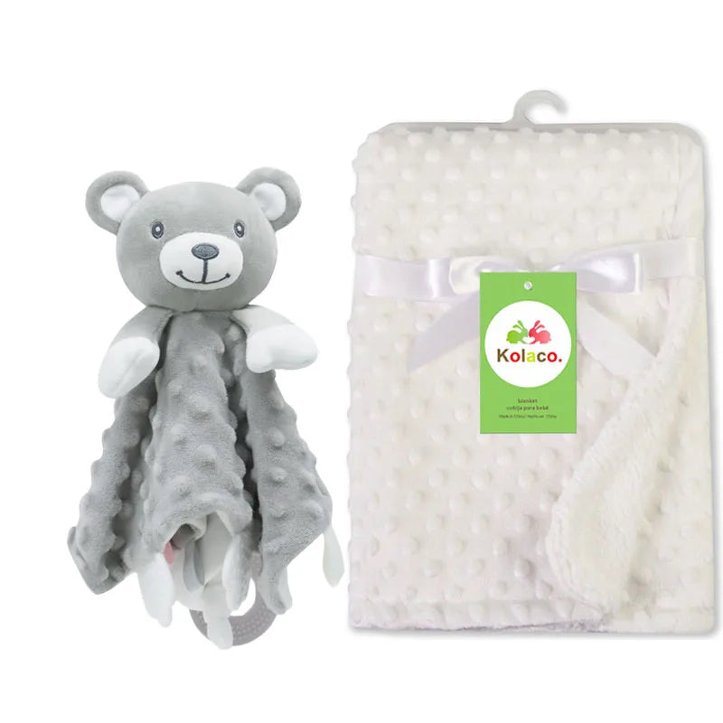 Set Manta Personalizada Muñeco Seguridad Bebé - Manta Nombre Animal Cochecito Regalo 2 Piezas - Huellitas de Vida