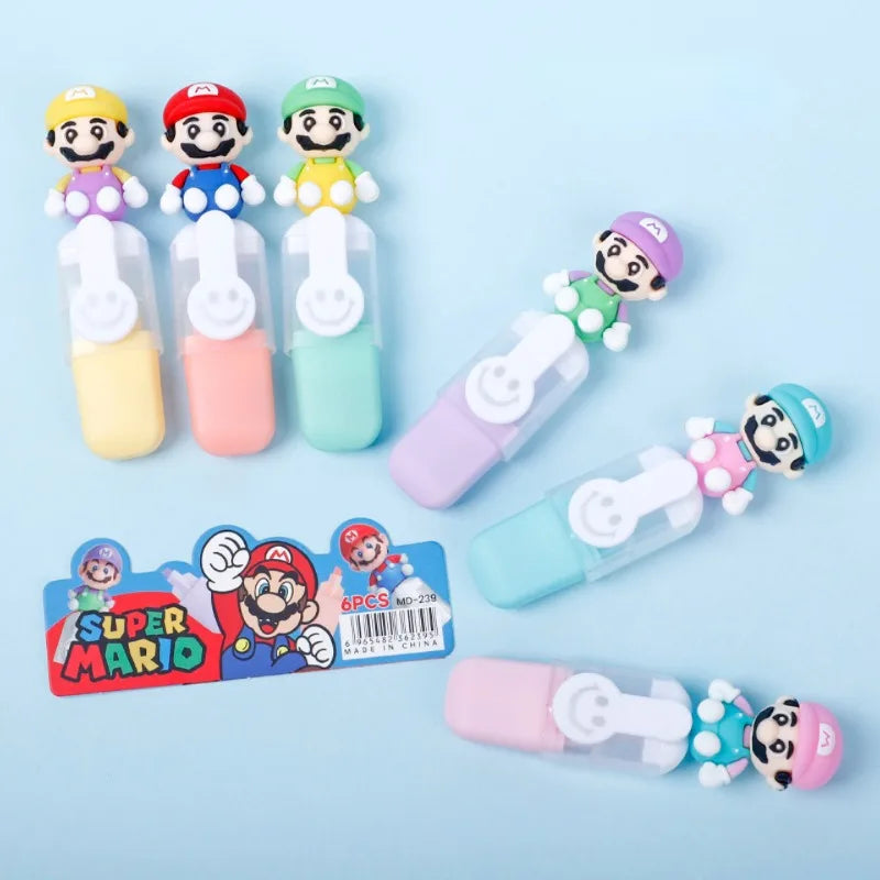 Rotuladores Super Mario Bros 6 Piezas - Marcadores Niños Vuelta al Cole - Huellitas de Vida