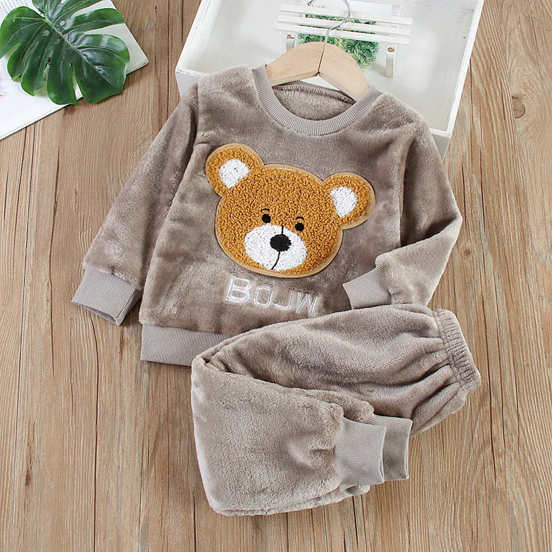 Pijama Franela Bebé Conjunto - Terciopelo Coral Cálido Dibujos Animados 2 Piezas - Huellitas de Vida