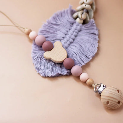 Cadena Chupete Personalizada Madera - Cadena Silicona Nombre Bebé Mordedor Recién Nacido Regalo - Huellitas de Vida