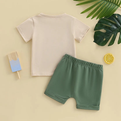 Conjunto Bebé Niño Dinosaurios - Camiseta y Pantalón Verano 2 Piezas