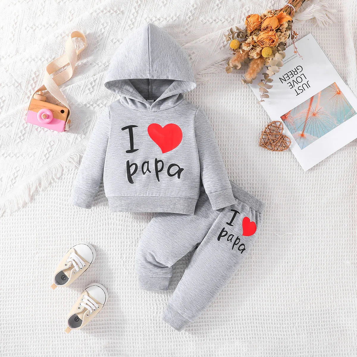 Conjunto Bebé Capucha Letras 3-24 Meses - Sudadera y Pantalón Algodón