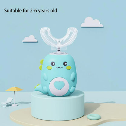 Cepillo Eléctrico Forma U Niños 360° - Cepillo Dientes Automático Recargable Silicona Rosa - Huellitas de Vida