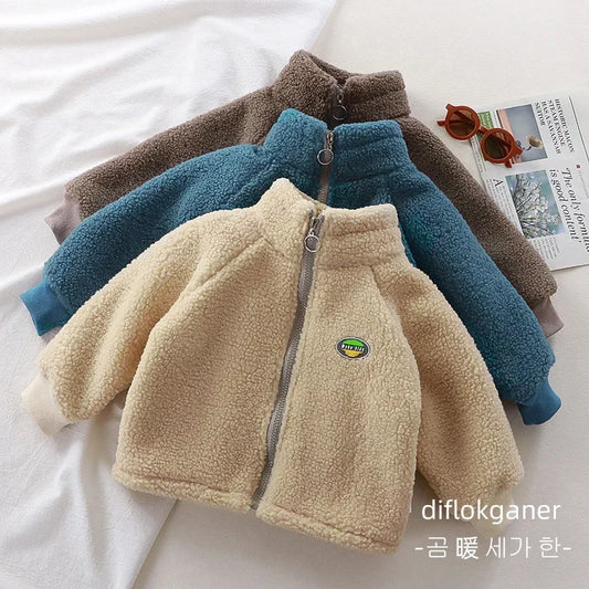 Abrigo Felpa Niños Invierno - Chaqueta Peluche Cálida Cordero Unisex - Huellitas de Vida