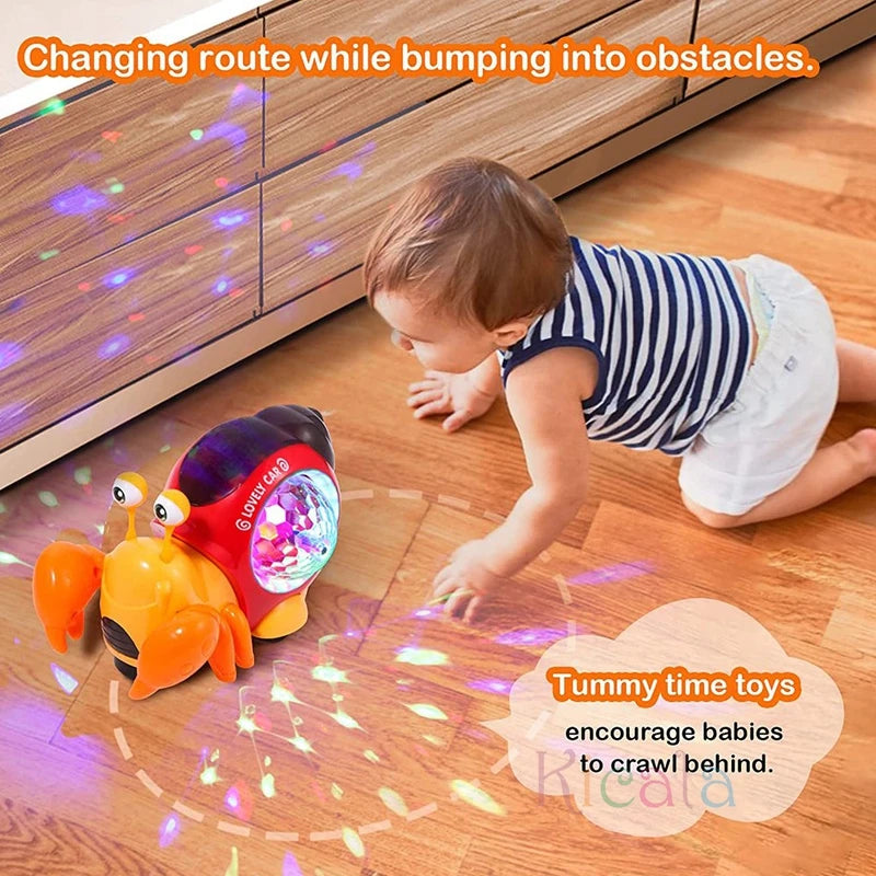 Cangrejo Musical Bebé Gateo 0-12 Meses - Juguete Interactivo Luces Sonidos Estimula Movimiento - Huellitas de Vida