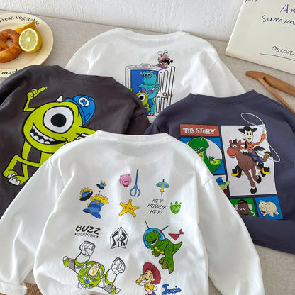 Camiseta Algodón Bebé Otoño - Top Manga Larga Cuello Redondo Casual Niños Niñas Única - Huellitas de Vida