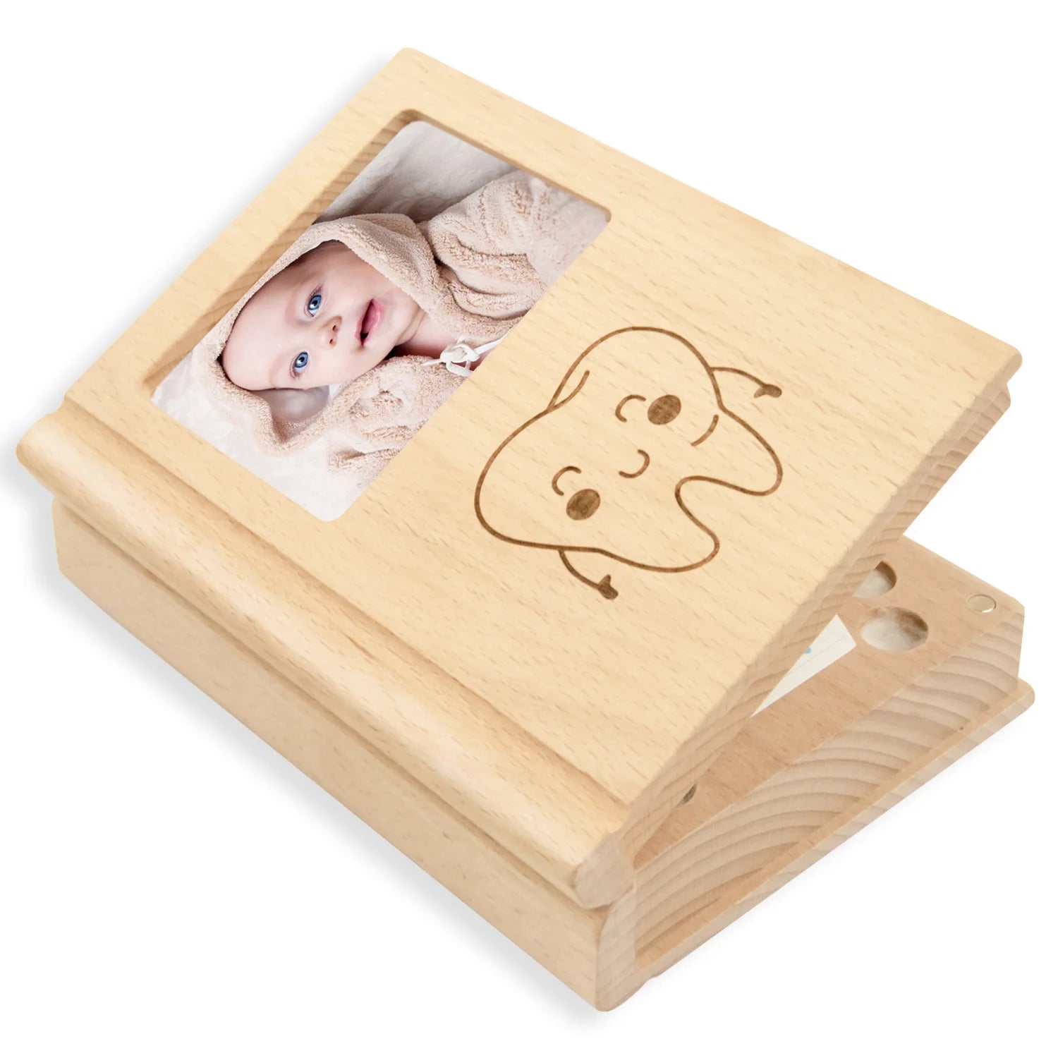 Caja Organizadora Dientes Bebé Forma Libro - Caja Recuerdos Dientes Leche Inglés Souvenir - Huellitas de Vida
