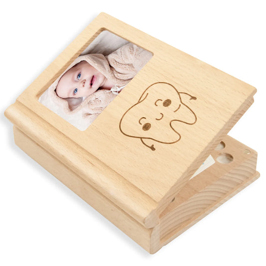 Caja Organizadora Dientes Bebé Forma Libro - Caja Recuerdos Dientes Leche Inglés Souvenir - Huellitas de Vida