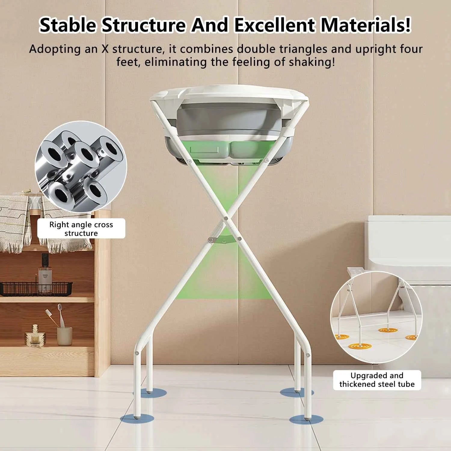 Bañera Bebé 3 en 1 Plegable con Soporte - Termómetro Almohada Recién Nacidos Gris