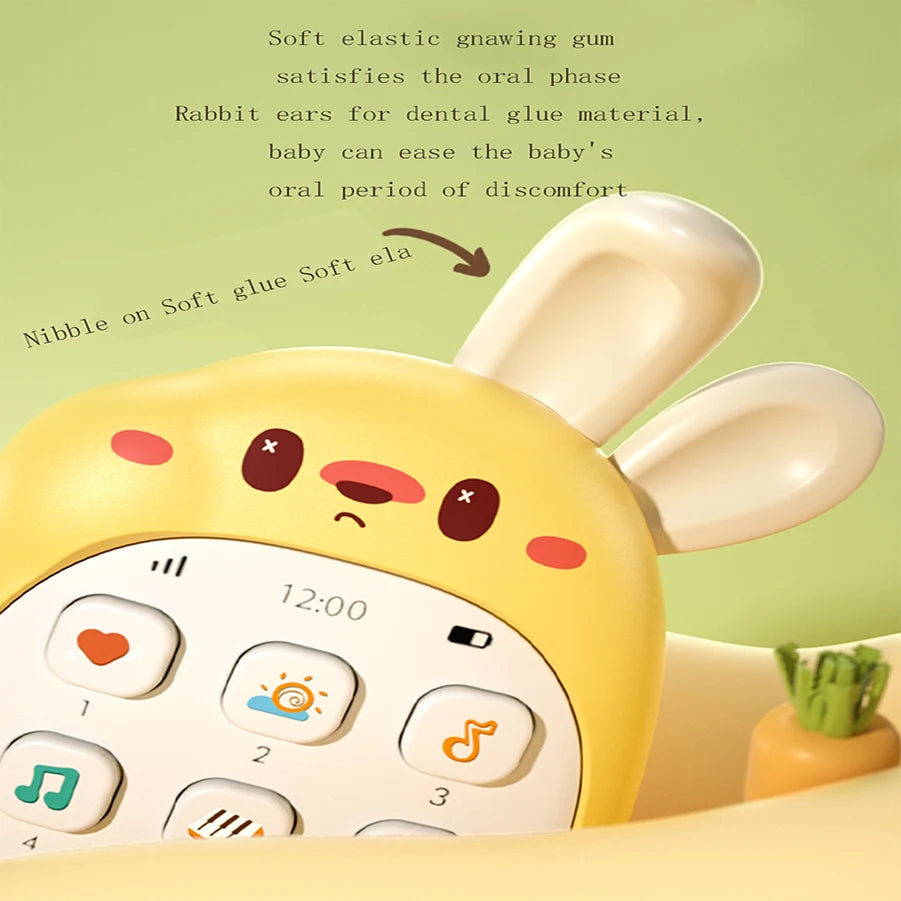 Teléfono de Juguete Conejo para Bebé - Musical Mordible Multifuncional - Huellitas de Vida