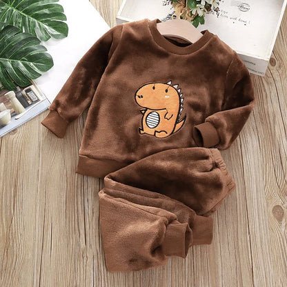 Pijama Franela Bebé Conjunto - Terciopelo Coral Cálido Dibujos Animados 2 Piezas - Huellitas de Vida