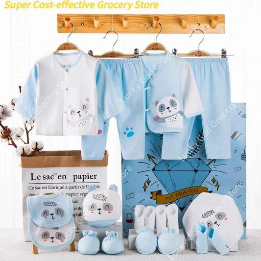 Gift box 18piece/lot Newborn Baby Clothes For Girls Boys Sets 100% Cotton Infant Spring Autumn Soft Boy Clothing New born Hat