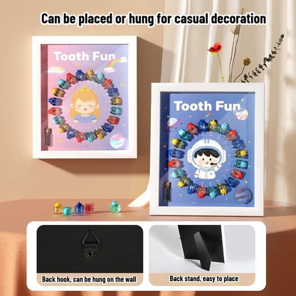 Marco Fotos Caja Dientes Madera Cartoon - Organizador Dientes Leche Astronauta Souvenir Bebé - Huellitas de Vida