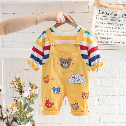 Conjunto Bebé Overol Primavera Otoño - Camiseta y Peto 2 Piezas Algodón
