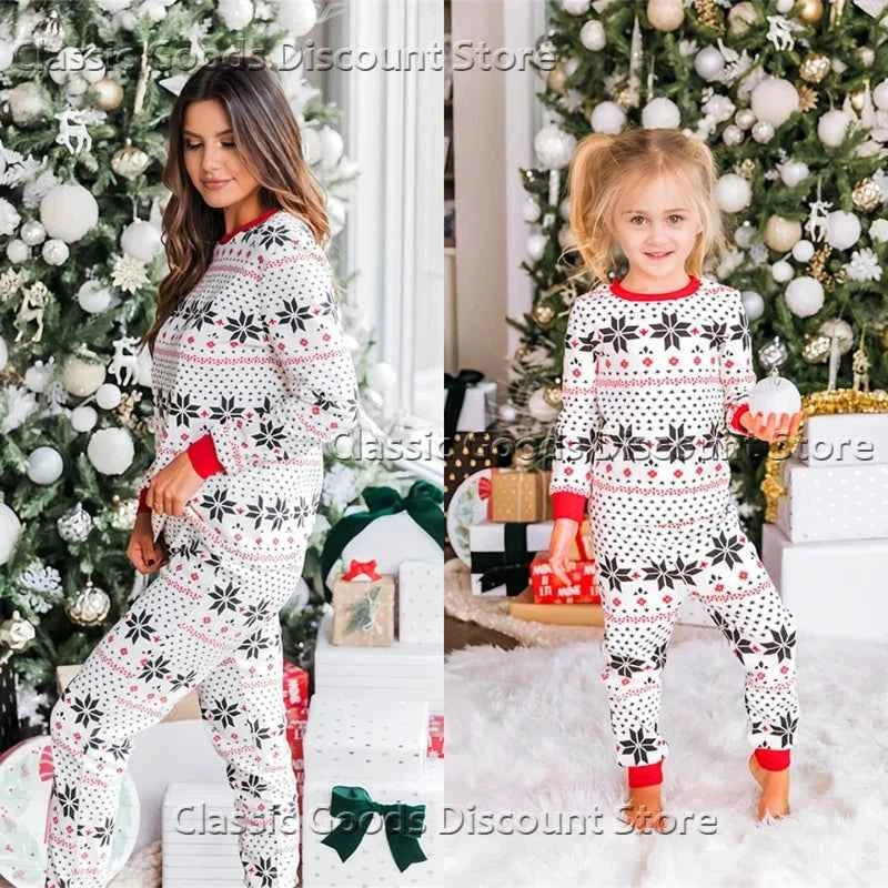 Pijama Navidad Familiar Copos Nieve - Conjunto Mamá Niños Bebé Loungewear