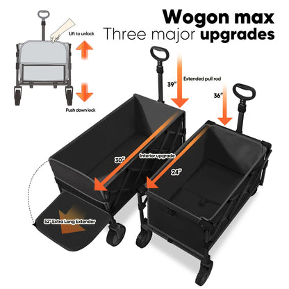 Carrito Plegable Jardín 260L Portón Trasero - Carro Playa Camping 132cm Expandible