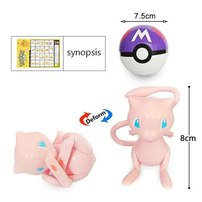 Figura Pokémon Transformable Pokeball - Pikachu Mewtwo Gyarados Deformación Niños