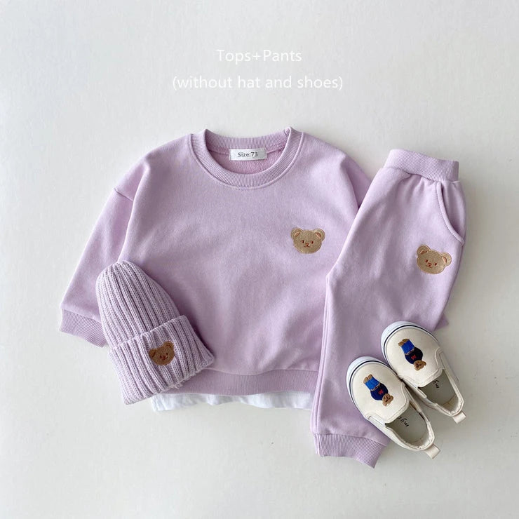 Conjunto Ropa Bebé Niño Niña Otoño - Sudadera Oso Deportivo + Pantalón 2 Piezas - Huellitas de Vida