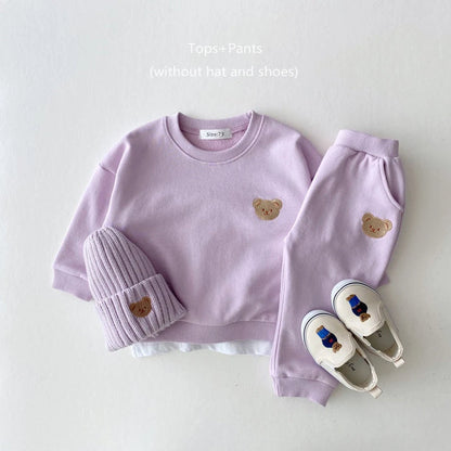 Conjunto Ropa Bebé Niño Niña Otoño - Sudadera Oso Deportivo + Pantalón 2 Piezas - Huellitas de Vida