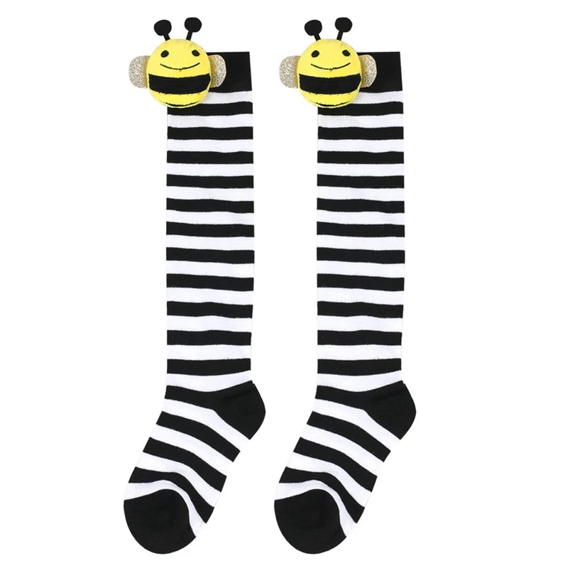 Calcetines Halloween Niña - Medias Altas Rayadas Disfraz Abeja 7-12 Años - Huellitas de Vida