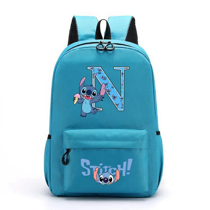 Mochila Disney Stitch para Niños - Letras A-Z Escolar Ligera y Adorable - Huellitas de Vida