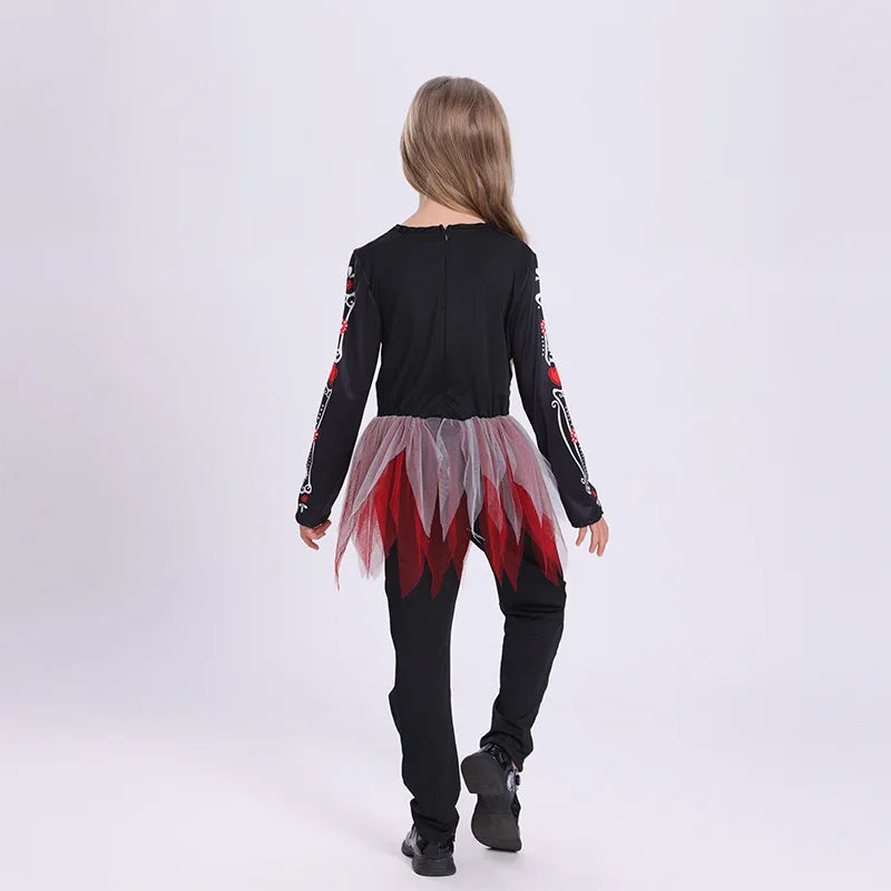 Disfraz Esqueleto Niña Halloween - Vestido Ajustado Colorido Una Pieza - Huellitas de Vida