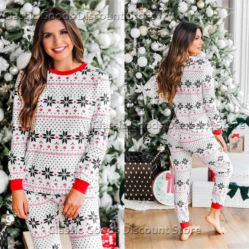 Pijama Navidad Familiar Copos Nieve - Conjunto Mamá Niños Bebé Loungewear