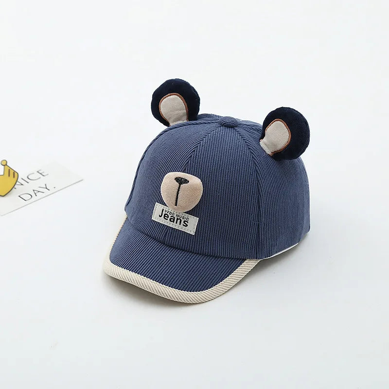 Gorra Bebé Orejas Oso - Gorro Baseball Algodón Primavera Protección Solar - Huellitas de Vida