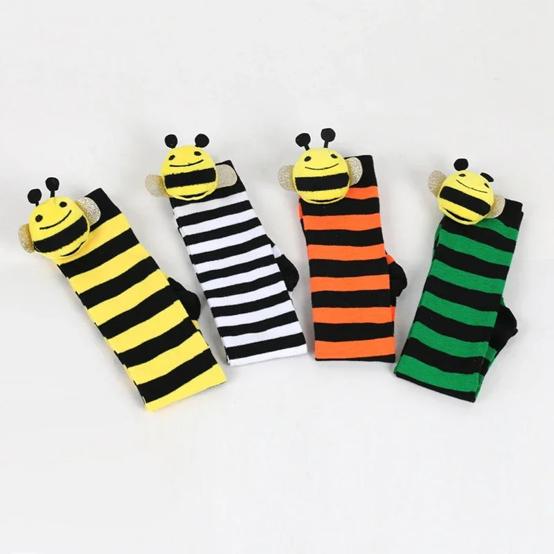 Calcetines Halloween Niña - Medias Altas Rayadas Disfraz Abeja 7-12 Años - Huellitas de Vida