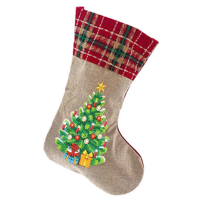 Calcetín Navidad Diamantes Chimenea - Muñeco Nieve Búho Pino Decoración Familiar
