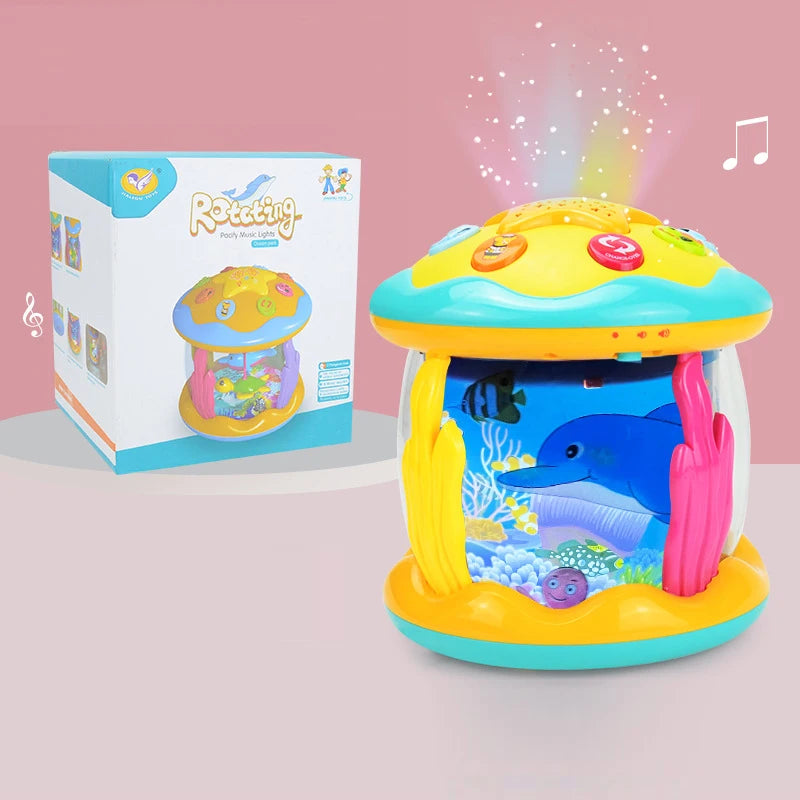 Proyector Oceánico Musical Bebé 1-3 Años - Juguete Sensorial Montessori Luces Rotatorias Educativo - Huellitas de Vida